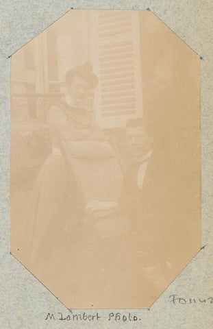 Portrait of a man and a woman by a window with shutters, presumably in France, anonymous, c. 1880 - c. 1900 Canvas Print