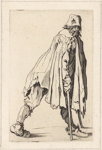 Beggar with crutches, seen on the right, Jacques Callot, 1622 - 1623 Canvas Print