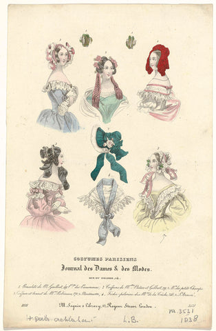 Journal des Dames et des Modes, Costumes Parisiens, 1838, (3531): 1, Bracelets de M.Guilloët (...), anonymous, 1838 Canvas Print