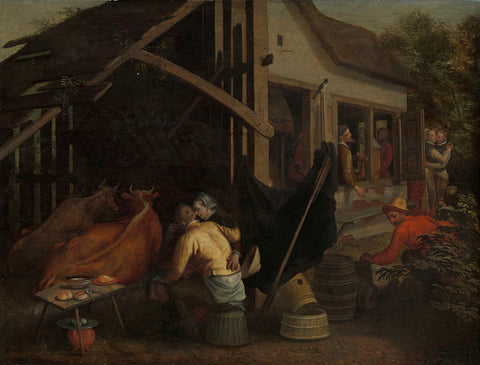 Couples Making Love at a Country Inn, Aert Pietersz. (attributed to), c. 1570 - c. 1590 Canvas Print