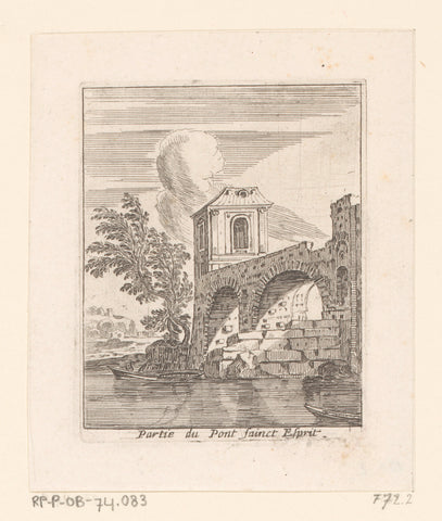 View of part of the Pont-Saint-Esprit, Israel Silvestre, 1631 - 1661 Canvas Print