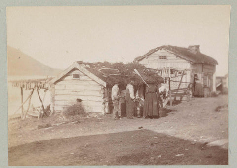 Wooden houses with roof vegetation in Norway, Paul Güssfeldt (attributed to), 1889 Canvas Print