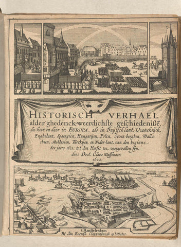 Title page of Historisch verhael, band 1 (vol. 1), 1621, Claes Jansz. Visscher (II) (workshop or), 1621 - 1622 Canvas Print