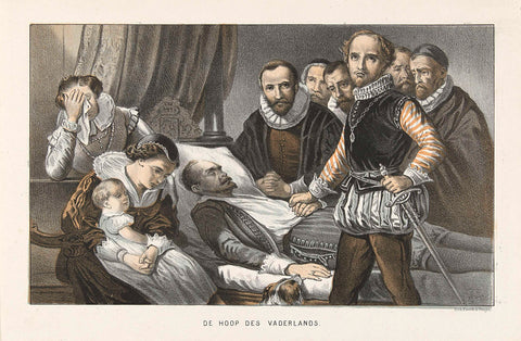 Prince Maurits at the corpse of Prince William the Silent, 1584, anonymous, 1856 - 1899 Canvas Print