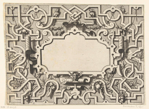 Cartouche surrounded by moresques., Johannes or Lucas van Doetechum, c. 1555 - c. 1560 Canvas Print