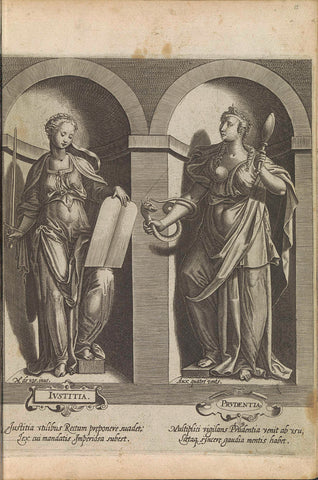 Justice and Prudence, Hans Collaert (I), after 1577 - 1580 Canvas Print