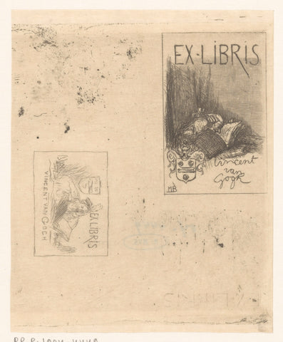 Two bookplates for Vincent van Gogh, Marius Bauer, 1877 - 1911 Canvas Print