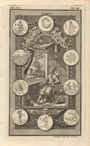 Poet in his library, Adolf van der Laan, 1723 Canvas Print