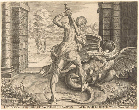 Hercules Steals the Golden Apples of the Hesperides, Cornelis Cort, c. 1563 Canvas Print