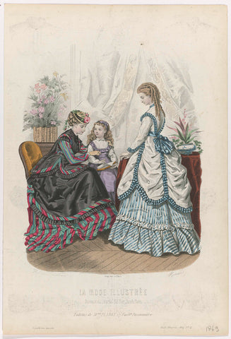 La Mode Illustrée, 1869, No. 14: Toilettes de Mme Fladry (...), Huard, 1869 Canvas Print