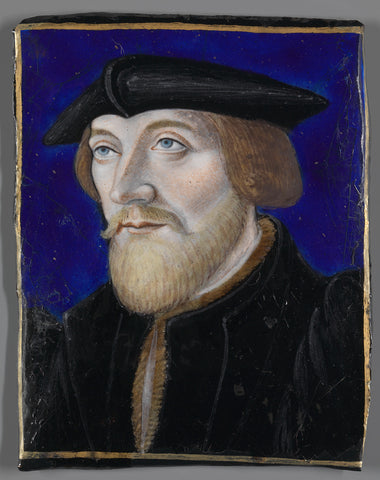 Plaque with a Portrait of a Man, Léonard Limosin (attributed to), c. 1525 - c. 1575 Canvas Print