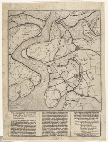 Map with the new dike between Hulst and Sas-van-Gent, 1634, anonymous, 1634 Canvas Print