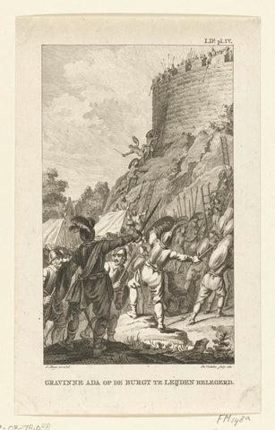 Gravin Ada belegerd op de burcht van Leiden, 1204, Reinier Vinkeles (I), 1785 Canvas Print