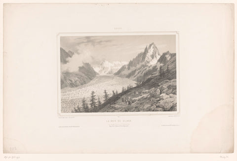 View of the Mer-de-Glace glacier from Montenvers near Chamonix, Isodore-Laurent Deroy, 1845 Canvas Print