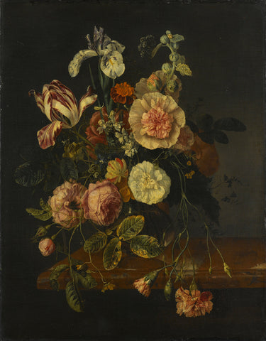 Still Life with Flowers, Jacob van Walscapelle (attributed to), 1670 - 1727 Canvas Print