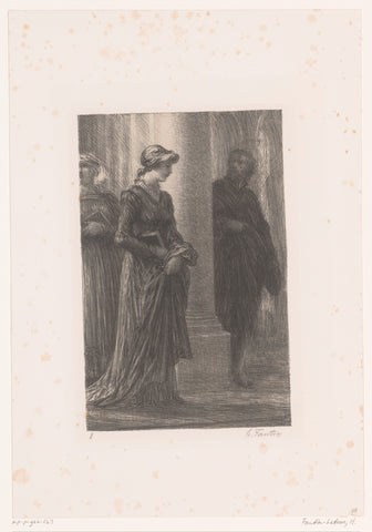 Walther von Stolzing merkt Eva Pogner op in de kerk, Henri Fantin-Latour, 1886 Canvas Print