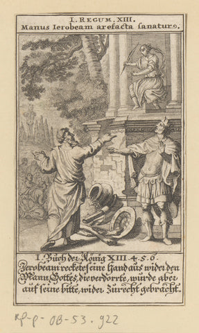 Jerobeam points to the prophet and his arm stiffens, anonymous, 1697 Canvas Print