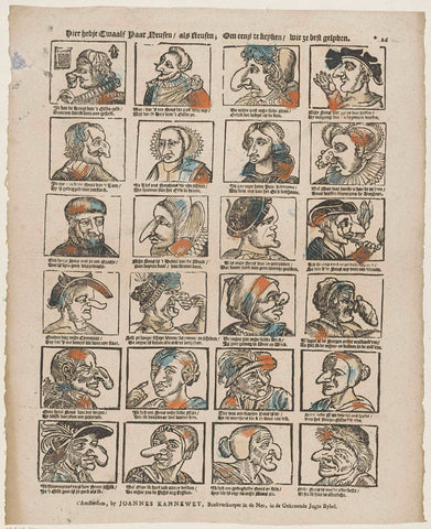 Here you have twelve pairs of noses / like giants; Om eens de keyken / wie ze best gelyken., Johannes Kannewet (II), 1725 - 1780 Canvas Print