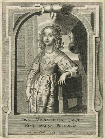 Portrait of Maria Henrietta Stuart, Pieter de Jode (II), c. 1628 - c. 1670 Canvas Print