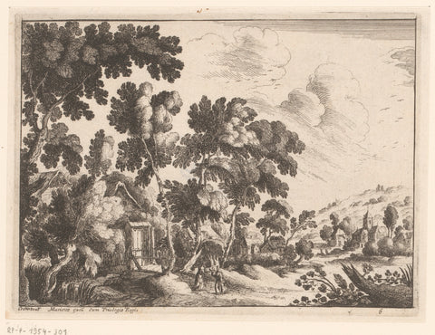 Landschap met gezin, Nicolas Cochin (attributed to), 1620 - 1657 Canvas Print