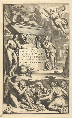 Grieving Greek gods, Jacobus Baptist, 1697 Canvas Print