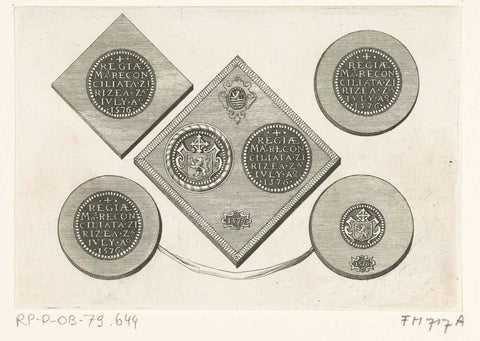 Various medals from 1576, anonymous, 1700 - 1799 Canvas Print