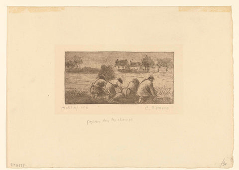 Peasants at work in the fields, Camille Jacob Pissarro, 1891 Canvas Print