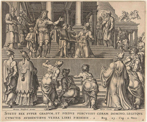 King Josia has the code read to the people, Philips Galle, 1600 - 1652 Canvas Print