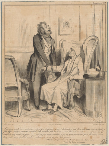 Robert Macaire at its dying uncle, Honoré Daumier, 1837 Canvas Print