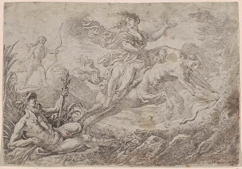 Nessus is struck by the poison dart of Hercules, Cornelis Schut (I), c. 1618 - c. 1655 Canvas Print