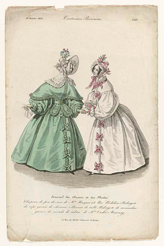 Journal des Dames et des Modes, Costumes Parisiens, 10 October 1835, (3310): Chapeau de pou-de-soi (...), anonymous, 1835 Canvas Print