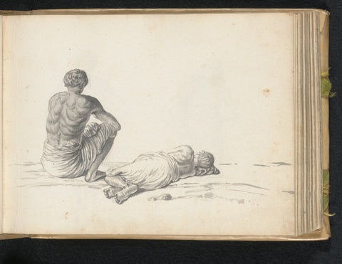 Two labourers at rest, Esaias Boursse, 1662 Canvas Print