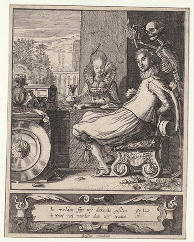 Death Surprising a Young Couple, Jan van de Velde (II), c. 1610 - c. 1650 Canvas Print