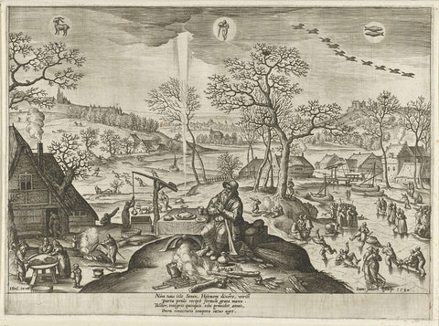 Winter, Johann Sadeler (I), 1580 Canvas Print