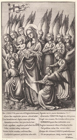 Mary with Christ child surrounded by angels, Wenceslaus Hollar, 1639 Canvas Print