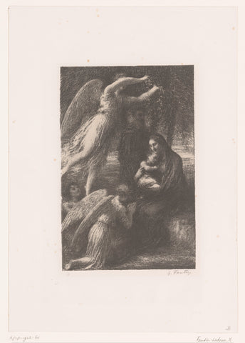 Angels worship the Christ child while the Holy Family rests, Henri Fantin-Latour, 1888 Canvas Print