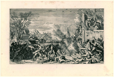 Atrocities in a village in winter, 1672, anonymous, 1673 - 1677 Canvas Print