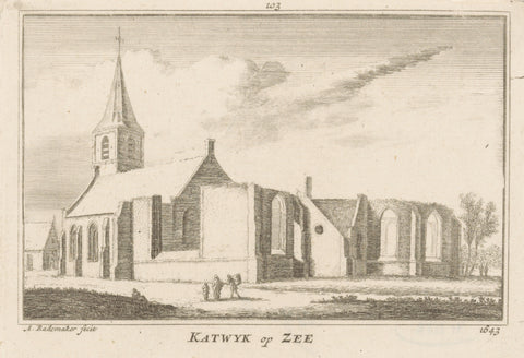 View of the church in Katwijk aan Zee, 1643, Abraham Rademaker, 1725 - 1803 Canvas Print