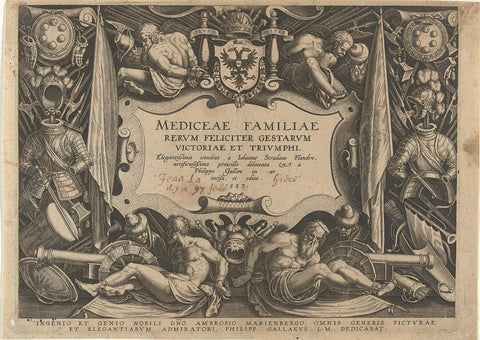 Title print of the series Mediceae Familiae, Philips Galle, 1583 Canvas Print