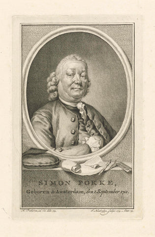 Portrait of Simon Fokke, Jacob Houbraken, 1773 Canvas Print