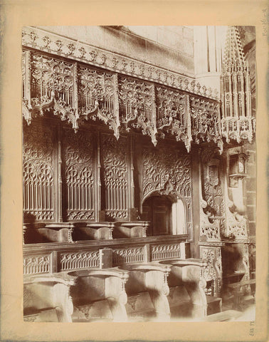 Choir benches of saint Thomas monastery in Avila, anonymous, 1850 - 1876 Canvas Print