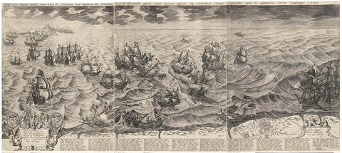 The destruction of the Spanish galleys off the Flemish coast, 1602, Johannes Rem, 1602 - 1603 Canvas Print