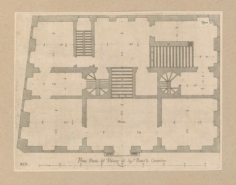 Ground floor plan of the Palazzo Gio Battista Centurione in Genoa, Nicolaes Ryckmans, 1622 Canvas Print