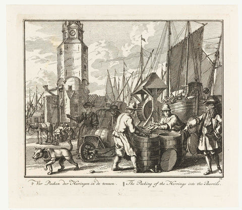 Herrings wrapped in barrels, Adolf van der Laan, 1728 - 1761 Canvas Print