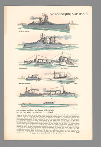 Dutch warships perish between 1941-1942, J. Verhoeven, c. 1945 - c. 1960 Canvas Print