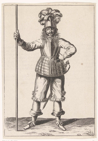 Soldier, seen from the front, holding his skewer upright with his right hand, ca. 1645, Petrus Rucholle, 1645 - 1647 Canvas Print