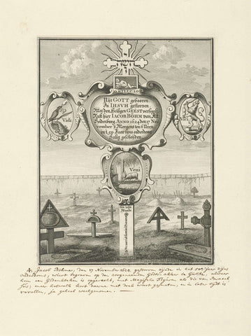 Memorial to Jakob Böhme, Joseph Mulder, 1686 Canvas Print