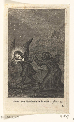 Child finds angel with lantern in the dark, Boëtius Adamsz. Bolswert, 1624 Canvas Print