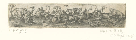 Thirteen animals including monkeys and a griffin, Virgil Solis, 1524 - 1562 Canvas Print