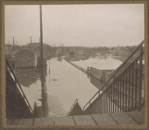 Flooded area in Paris as seen from a staircase, G. Dangereux, 1910 Canvas Print